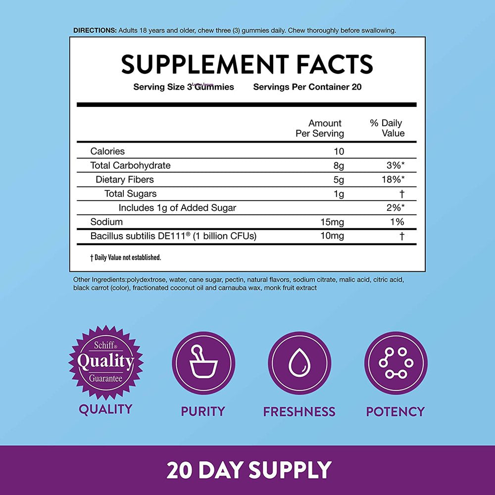 Digestive Advantage Daily Probiotic + Prebiotic Fiber, for Digestive & Immune Health, Strawberry Flavor - 60 Gummies (Pack of 2)