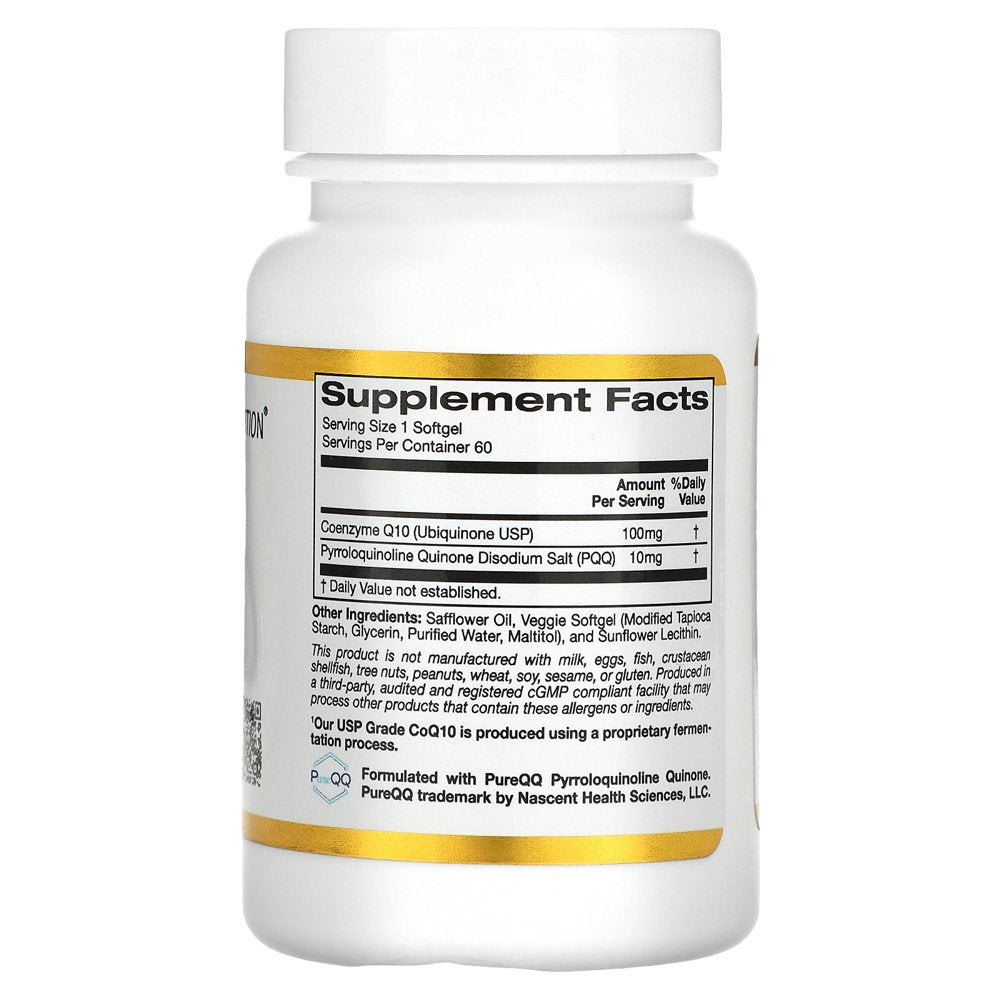 California Gold Nutrition Coq10 with PQQ, 100 Mg, 60 Veggie Softgel