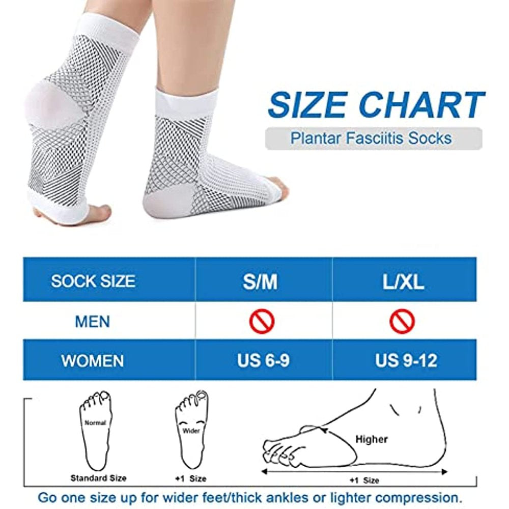 4Pairs Neuropathy Socks for Women and Men, Soothe Relief Compression Socks, Ankle Brace for Plantar Fasciitis Sleeve Soothe-Black B L/XL