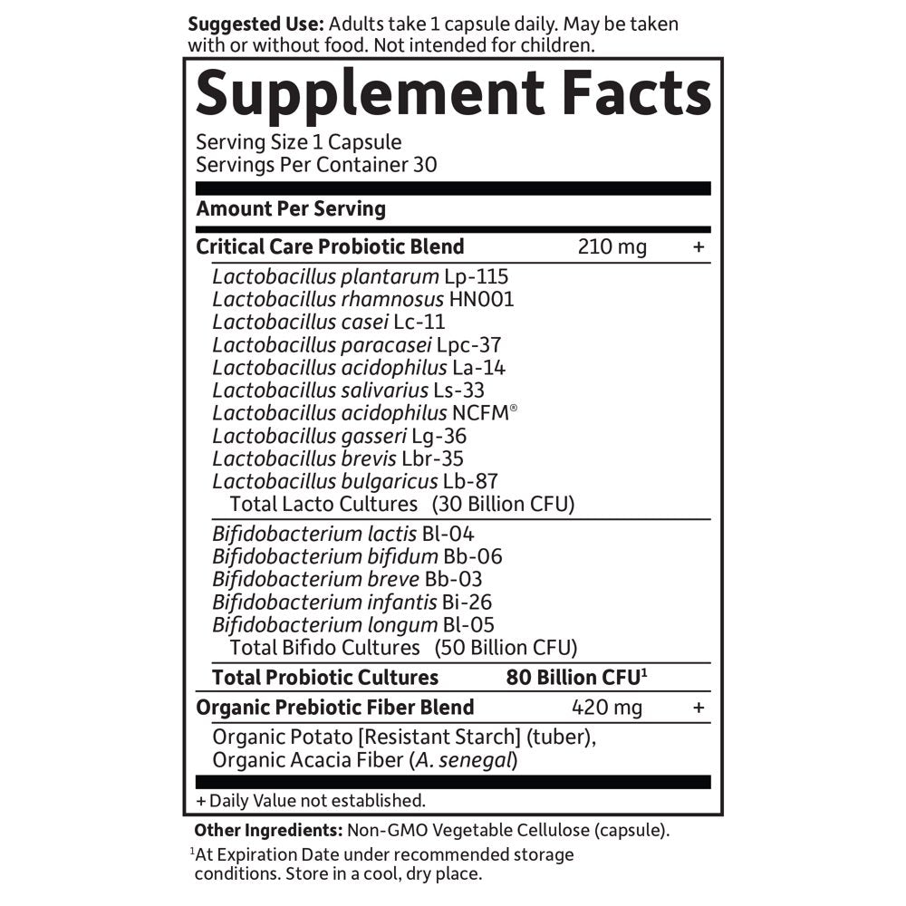 Garden of Life Dr. Formulated Critical Care Probiotics, 80 Billion CFU, 30Ct