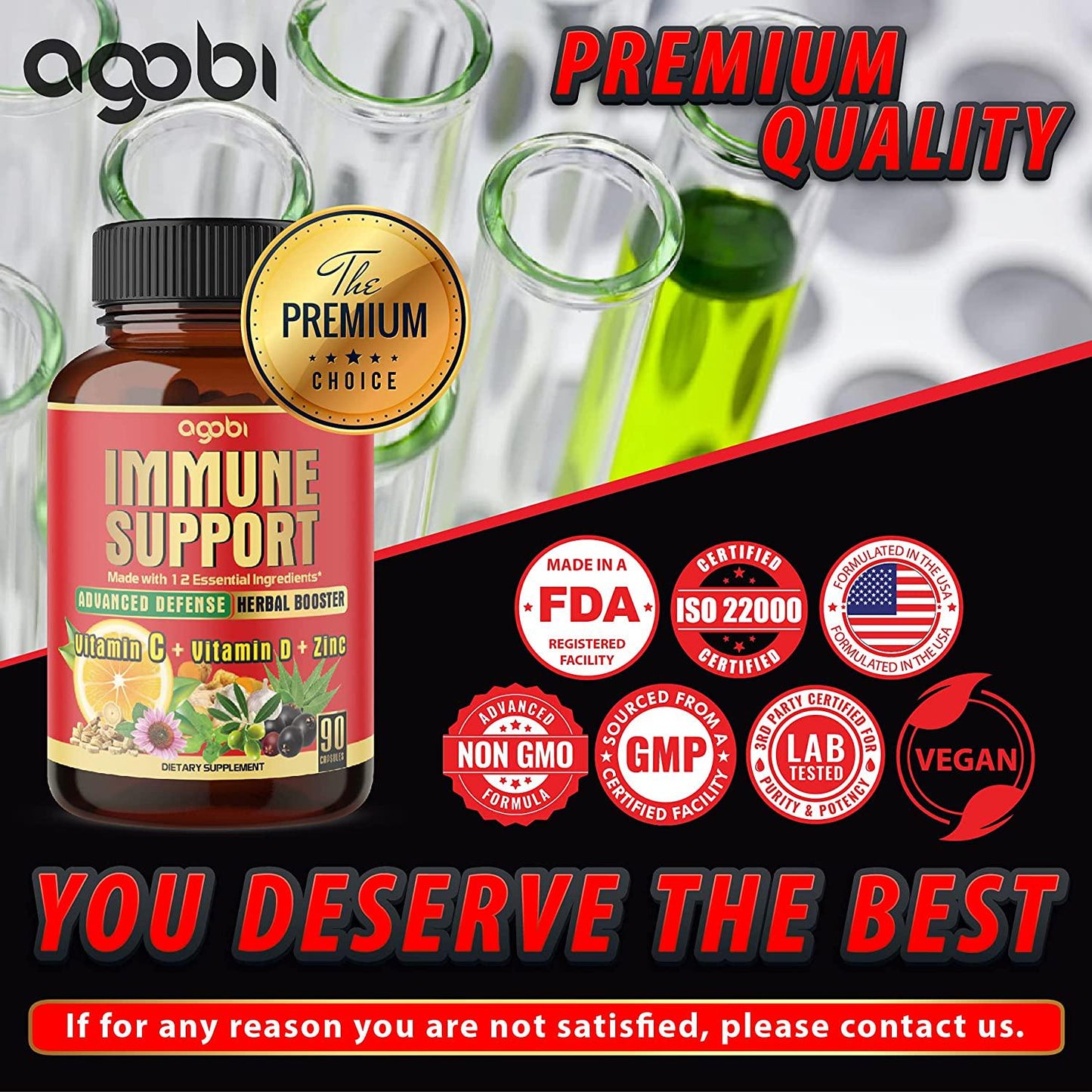 12in1 Essential Vita-mins and Herbs Complex For Strength and Body Support - Elderberry, Echinacea, Turmeric Curcumin, Garlic, Ginger, Olive, Astragalus, Neem Leaf, Holy Basil, 90 Vegan Capsules