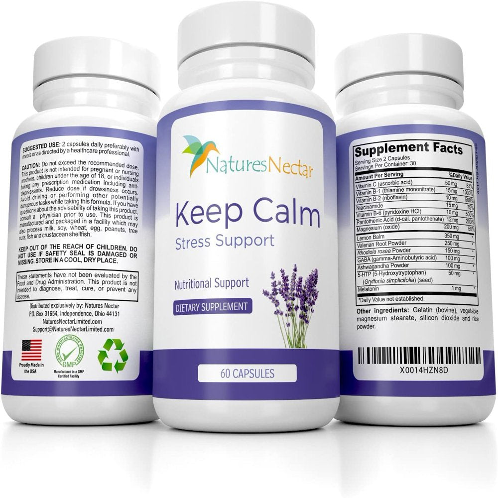 Keep Calm - anti Anxiety Relief Supplements Formulated for Natural Anxiety Relief - Helps Fight Panic Attacks with a Calming Joy Filled Cortisol Boost - anti Stress Supplement & Stress Relief Pills