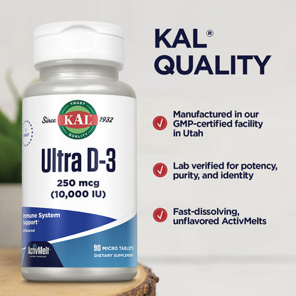 KAL Ultra D-3 10000 IU Activmelt 10000Iu 90Ct