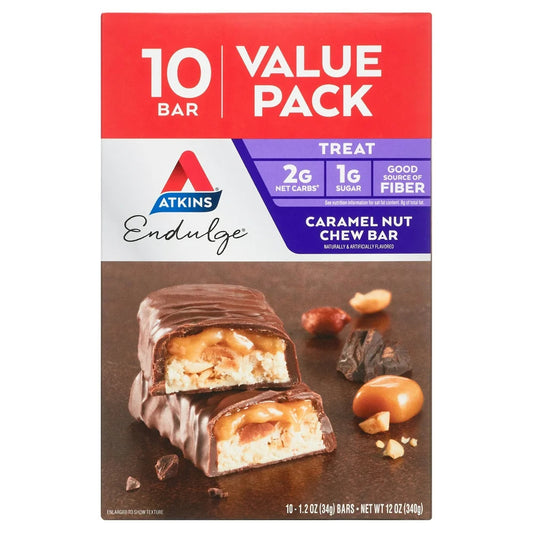 Atkins Endulge Treat, Caramel Nut Chew Bar, Keto Friendly, 10 Ct (Value Pk)