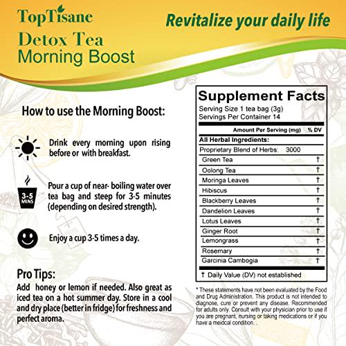 14 Day Detox Cleanse Tea for Belly Fat, Herbal Tea for Metabolism, 1 Morning Boost Tea (14 Bags) 1 Night Cleanse Tea (7 Bags), Body Cleanse for Women