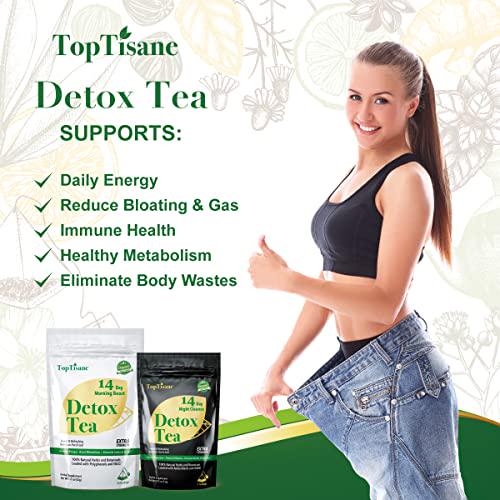 14 Day Detox Cleanse Tea for Belly Fat, Herbal Tea for Metabolism, 1 Morning Boost Tea (14 Bags) 1 Night Cleanse Tea (7 Bags), Body Cleanse for Women