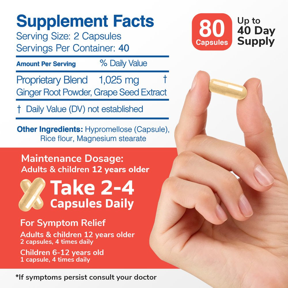 Dr. Barton’S Dizzy Stop - All-Natural Vertigo Relief, Inner Ear Balance, anti Nausea Supplement, Non Drowsy Motion Sickness Pills for Nausea Relief, Seasickness Relief, & Dizziness Relief, 80 Capsules