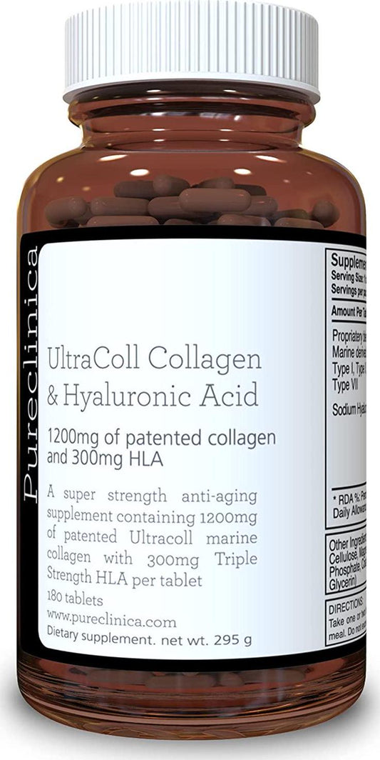 1500mg x 180 tablets. 1200mg of UltraColl Collagen and 300mg of Hyaluronic Acid per tablet. (3 months supply). SKU: UCHL3
