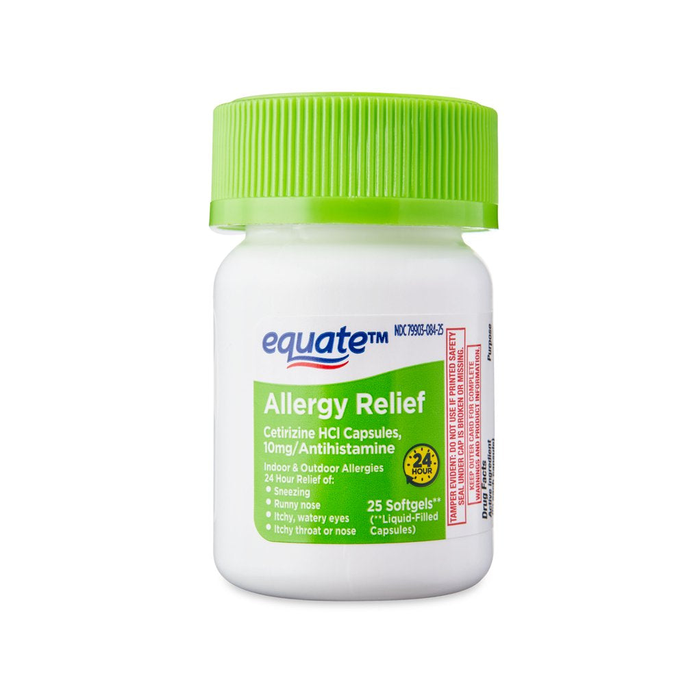 Equate Allergy Relief Cetirizine Hcl Softgels, 25 Count