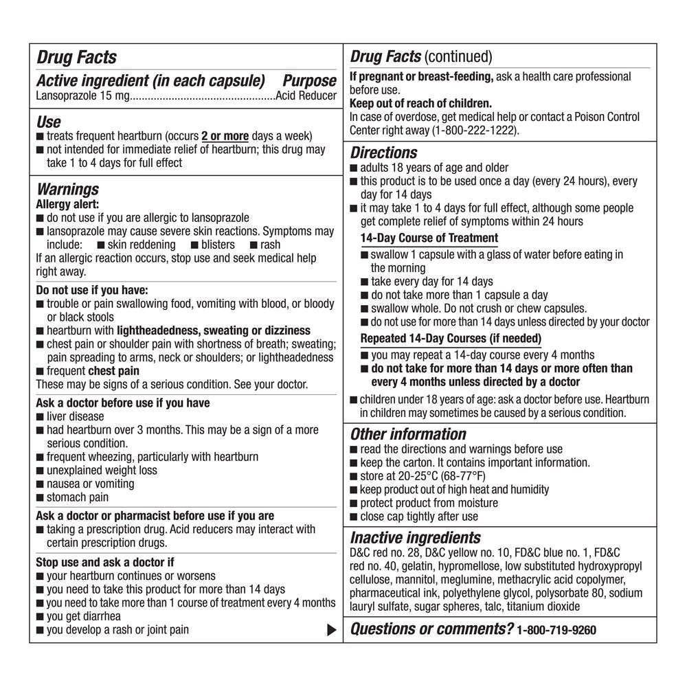 Equate Lansoprazole Delayed Release Capsules, 15 Mg, 42 Ct.