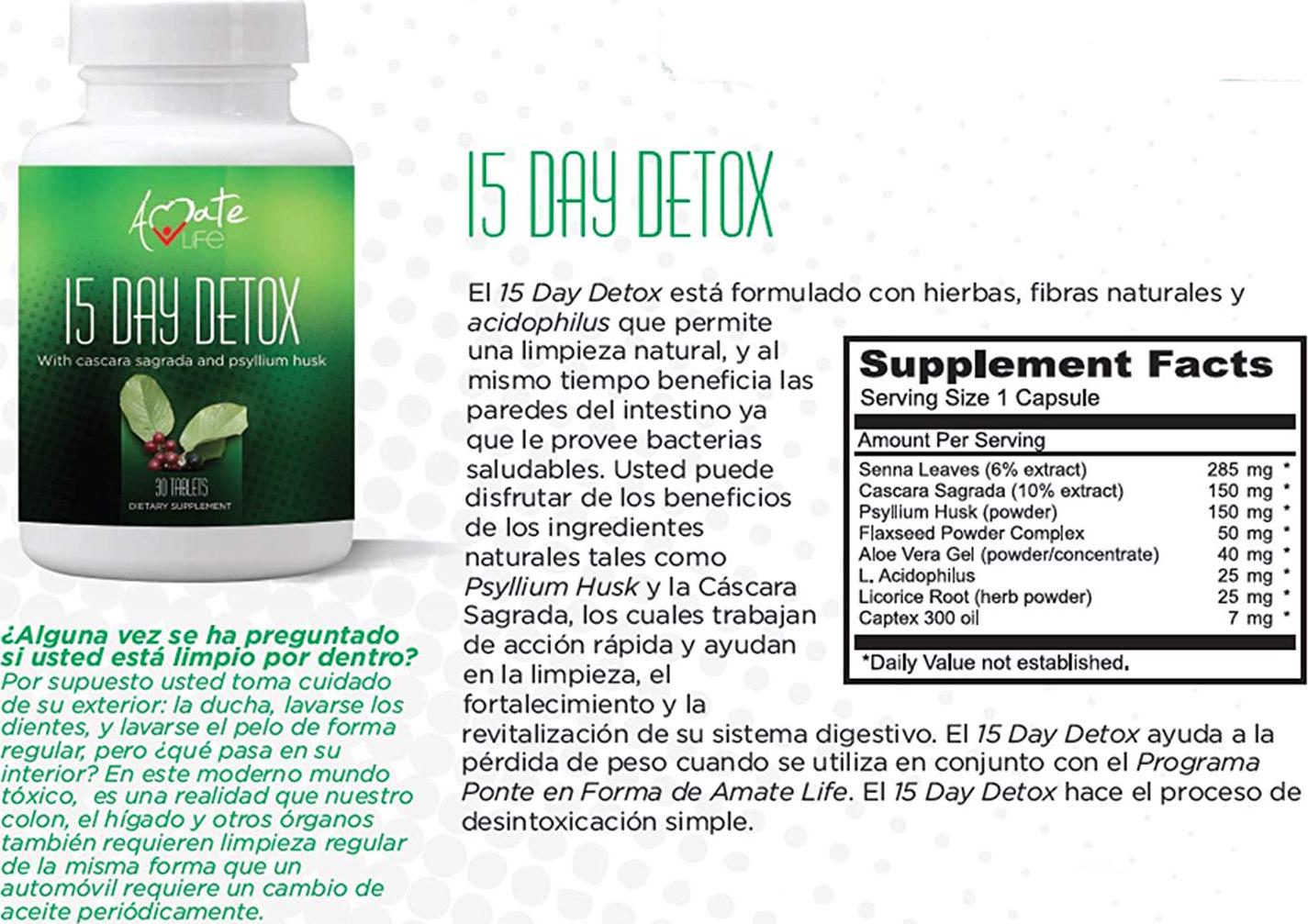 15 Day Colon Cleanse Detox Pills - Best Detox Cleanse for Weight Management - Herbal Laxative Cleanse for Weight Management and Constipation Relief, Detox Cleanse for Women and Men 30 Capsules - AmateLife