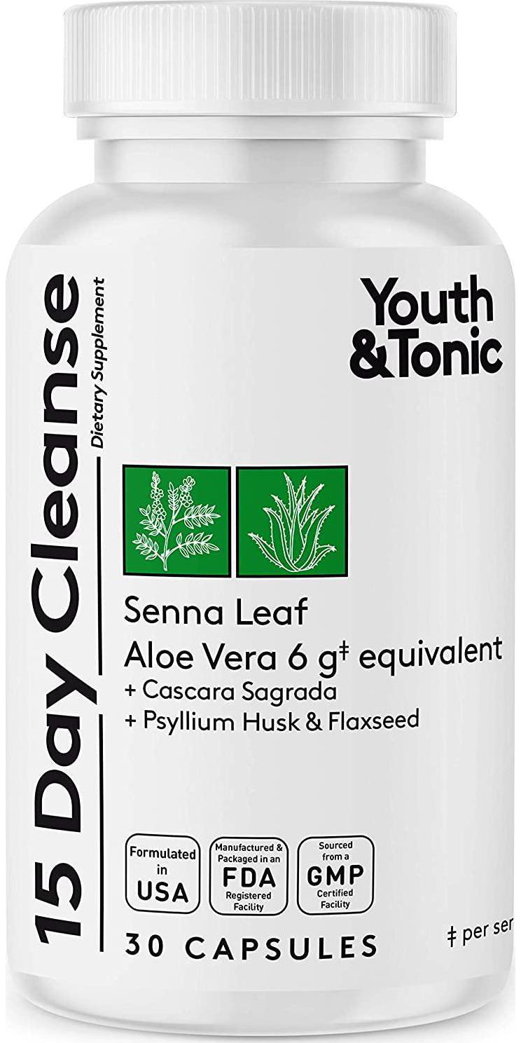 15 Day Colon Cleanser and Detox for Waste Loss to Feel Lighter or Break The Plateau | Natural Cleanse Pills for Belly Bloat Relief for Men and Women by Youth and Tonic