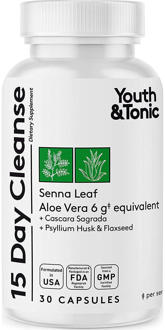 15 Day Colon Cleanser and Detox for Waste Loss to Feel Lighter or Break The Plateau | Natural Cleanse Pills for Belly Bloat Relief for Men and Women by Youth and Tonic