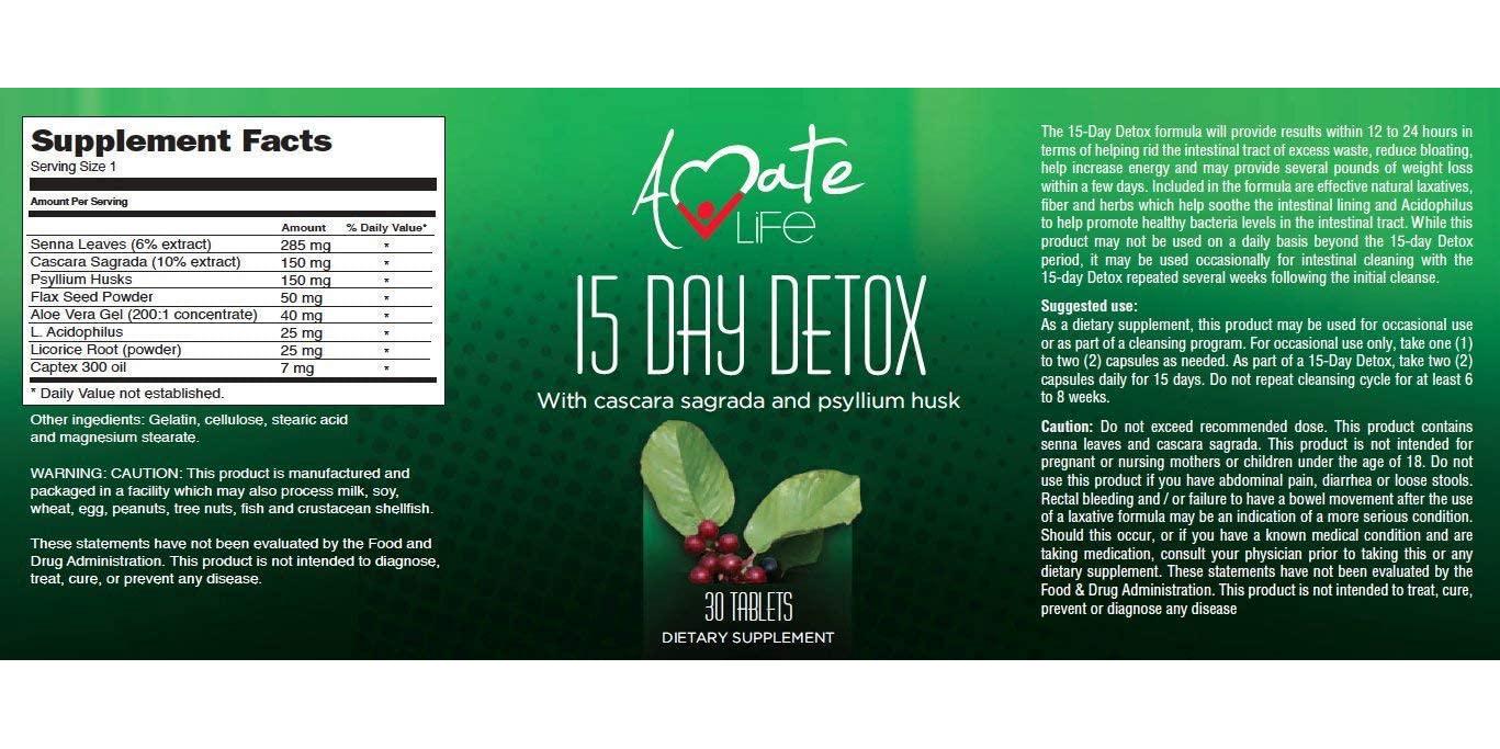 15 Day Colon Cleanse Detox Pills - Best Detox Cleanse for Weight Management - Herbal Laxative Cleanse for Weight Management and Constipation Relief, Detox Cleanse for Women and Men 30 Capsules - AmateLife