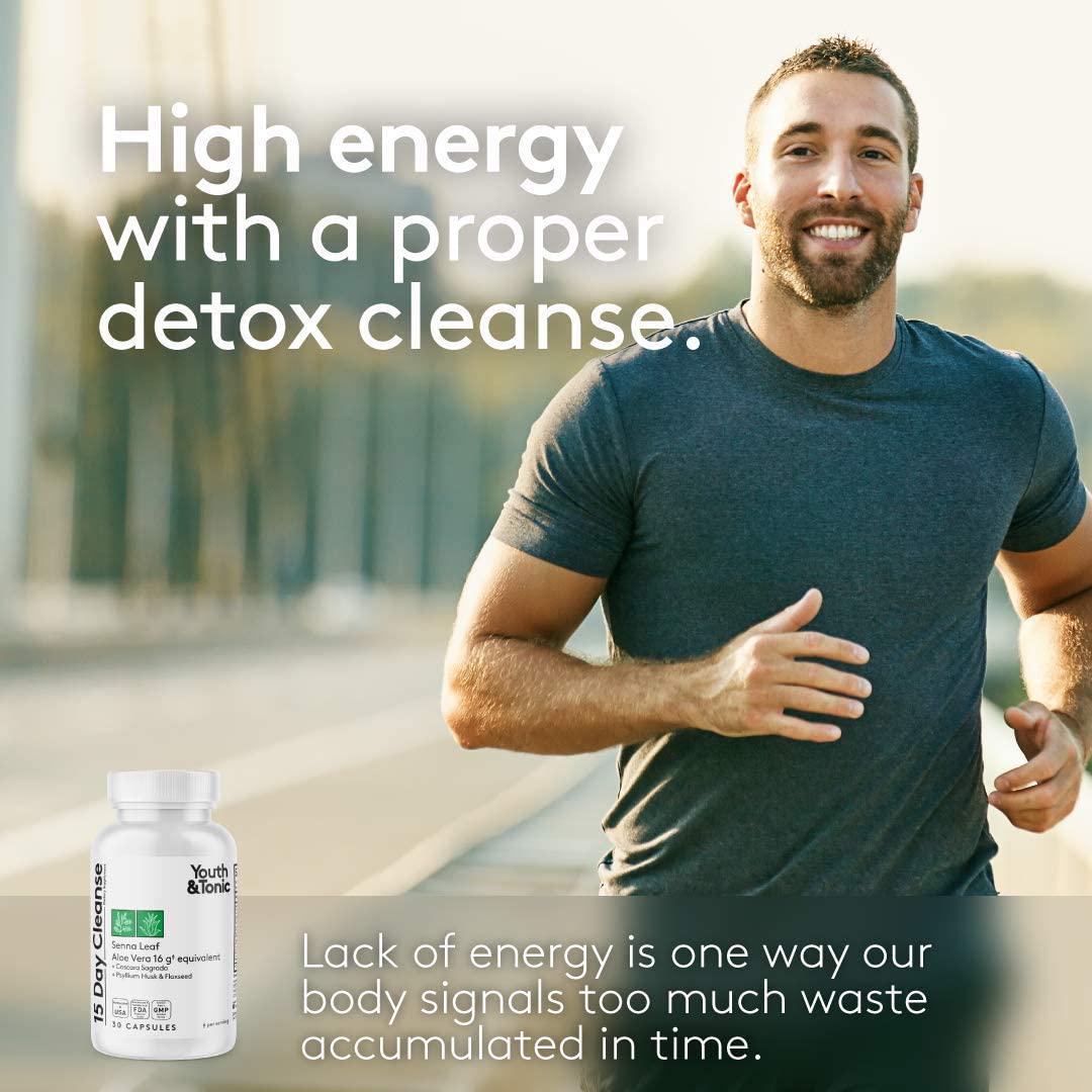 15 Day Colon Cleanser and Detox for Waste Loss to Feel Lighter or Break The Plateau | Natural Cleanse Pills for Belly Bloat Relief for Men and Women by Youth and Tonic