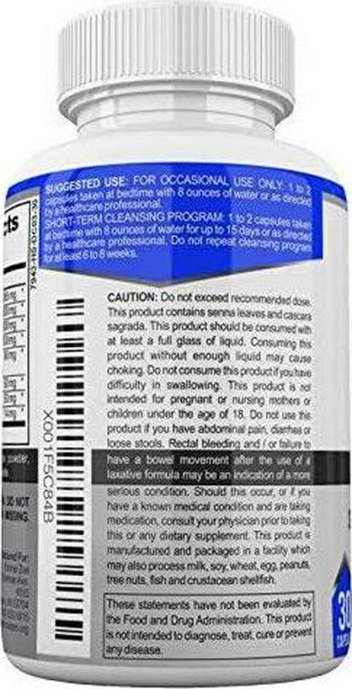 15 Day Colon Cleanser Detox with Extra Strength Herbs, Senna is a Fast Acting Natural Laxative for Constipation Relief - Whole Body Cleanse - 30 Capsules