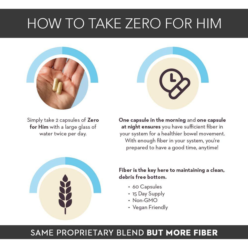 Zero for Him Extra Strength Vegan High Fiber Supplements, 150 Pills