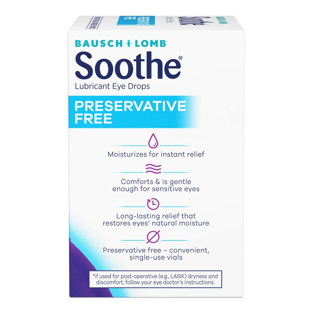 Soothe® Preservative Free Eye Drops for Dry Eyes, Lubricating Eye Drops, 0.02 FL OZ EA (30-Count)