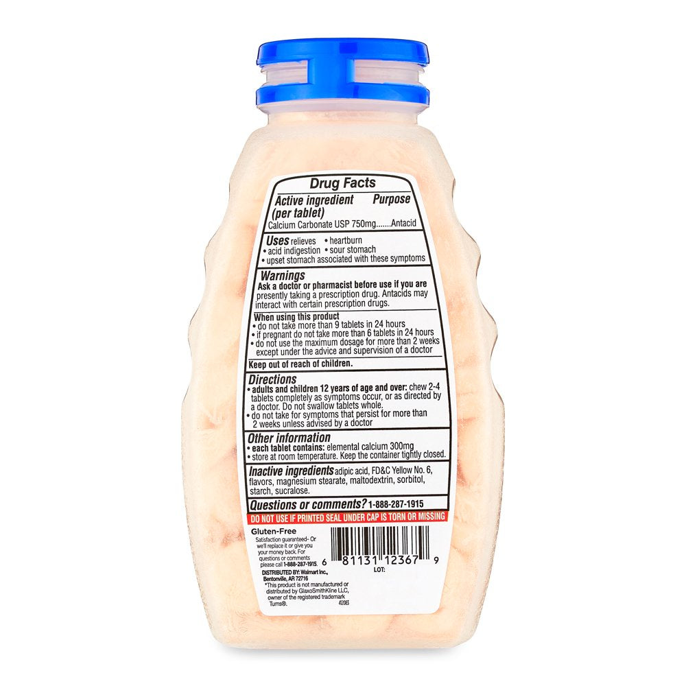 Equate Extra Strength Sugar-Free Antacid Chewable Tablets, Orange Cream,750 Mg, 90 Count