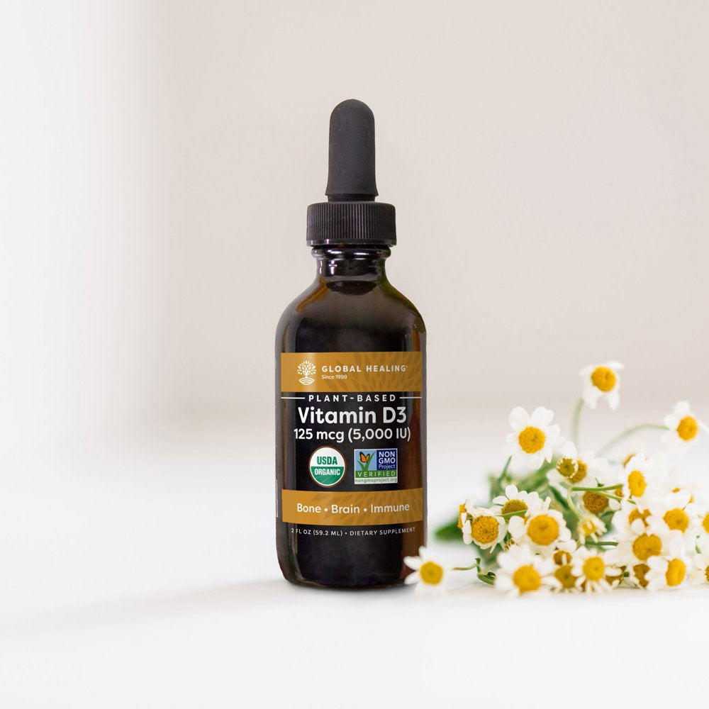 Global Healing Vitamin D3 5000 Iu Liquid Supplement for Immune Support, 2 Fl Oz