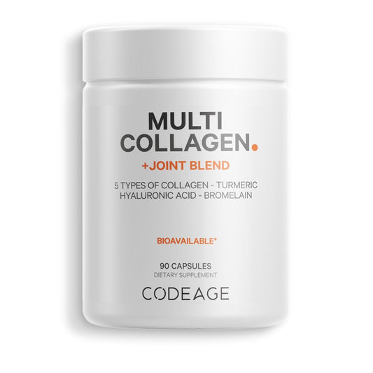 Codeage Multi Collagen Protein + Joint, Astaxanthin, Bromelaine, Hyaluronic Acid, Boswellia, Turmeric, 90 Ct