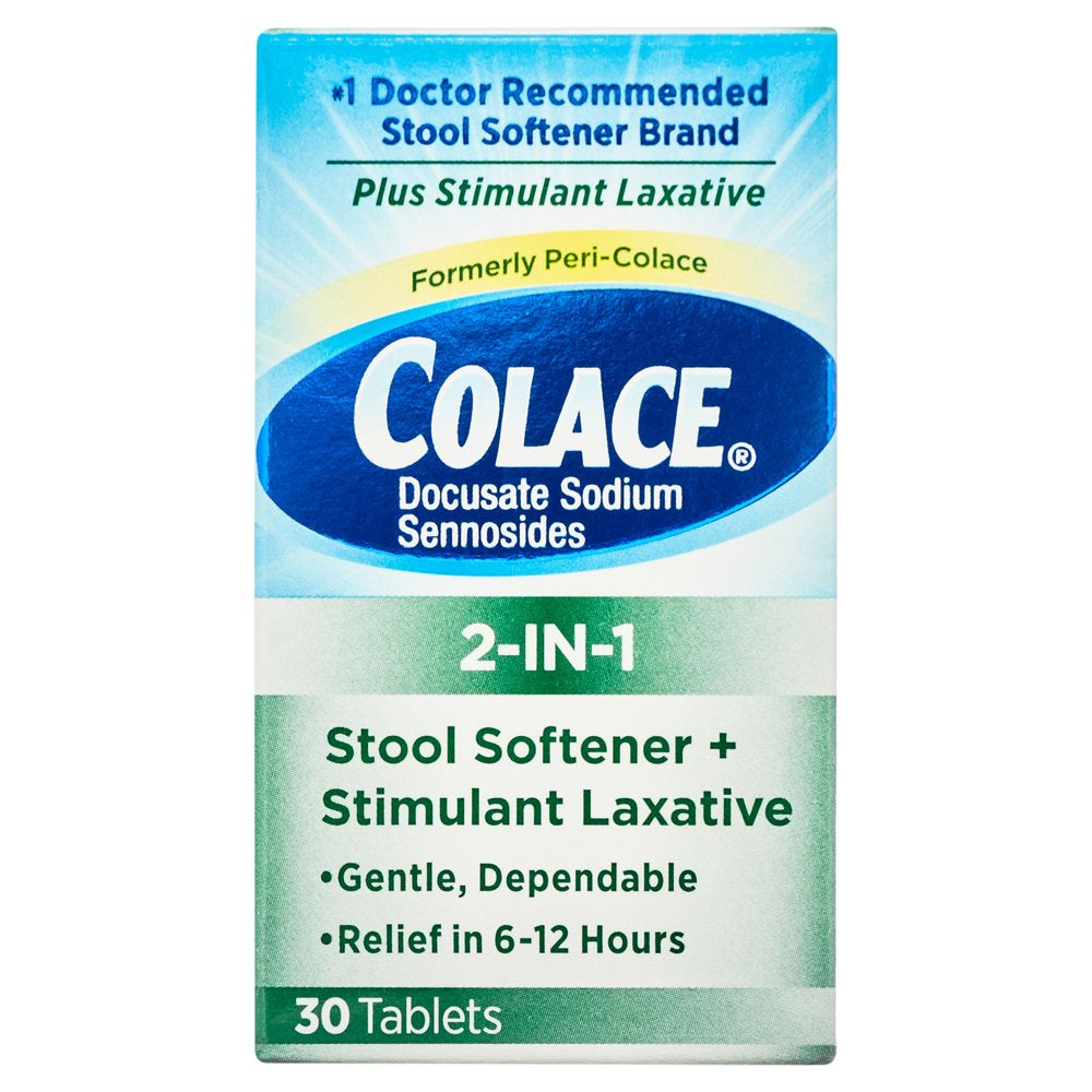 Colace® 2-IN-1 Stool Softener with Stimulant Laxative Tablets, 100Mg, 30 Count