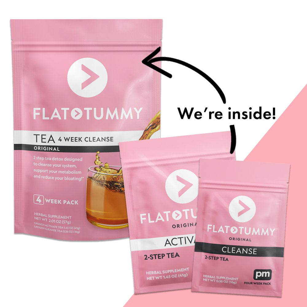 Flat Tummy 2-Step Detox Tea, 2 Week Program (20 Servings) – Detox Tea to Boost Energy, Speed Metabolism, Reduce Bloating - All Natural Detox Tea Cleanse W/ Green Tea, Dandelion, Fennel, & More