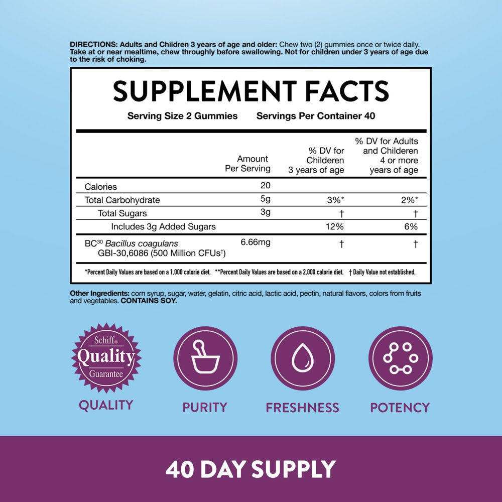 Digestive Advantage Daily Probiotic Gummies, Natural Fruit Flavors - 80 Gummies