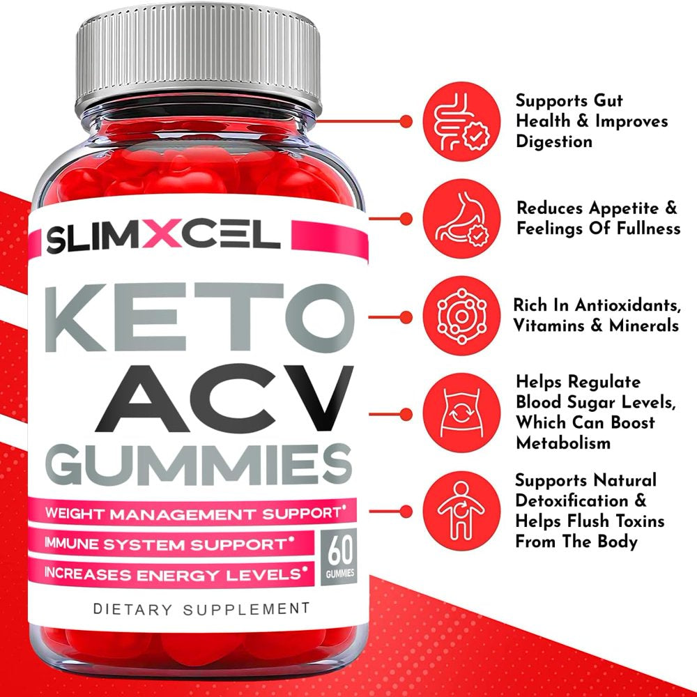 (2 Pack) Slimxcel Keto ACV Gummies - Apple Cider Vinegar Supplement for Weight Loss - Energy & Focus Boosting Dietary Supplements for Weight Management & Metabolism - Fat Burn - 120 Gummies - Nutricity.com.au