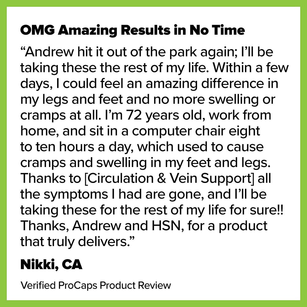 Andrew Lessman Circulation & Vein Support for Healthy Legs 60 Capsules - High Bioactivity Diosmin, Butcher'S Broom, Visibly Reduces Swelling & Discomfort in Feet, Ankles, Calves, Legs