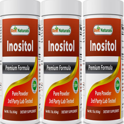 3 Pack Best Naturals Pure Inositol 1 Lb Powder (Vitamin B8) | Supports Healthy Liver Function, Promotes Cellular Detoxification & Supports Membrane Function