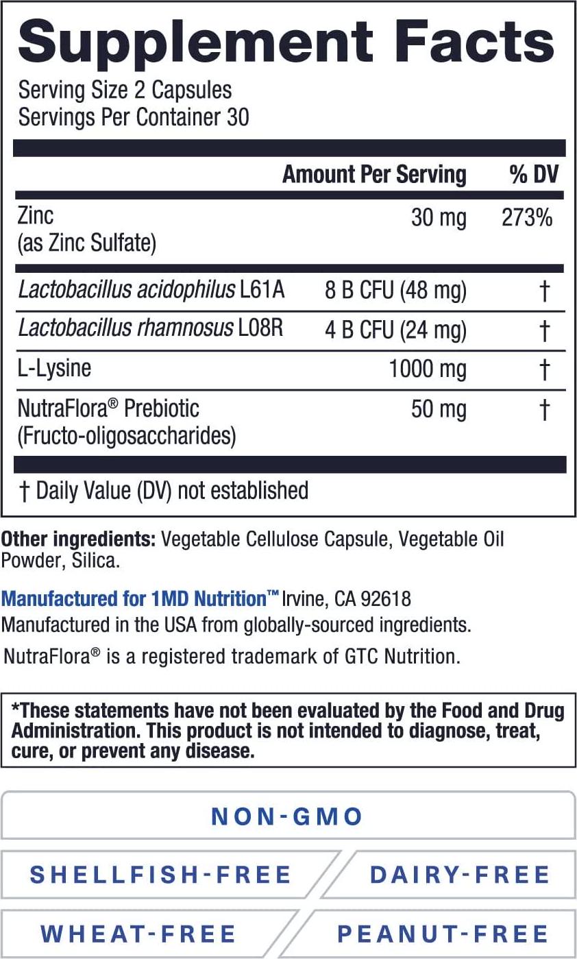 1MD ImmunityMD - Immune Health Probiotic | Potent, Clinically Studied Probiotic Strains with Prebiotic Fiber - Promote Lip, Skin, Oral Wellness, Reduce Stress and Anxiety | 60 Capsules