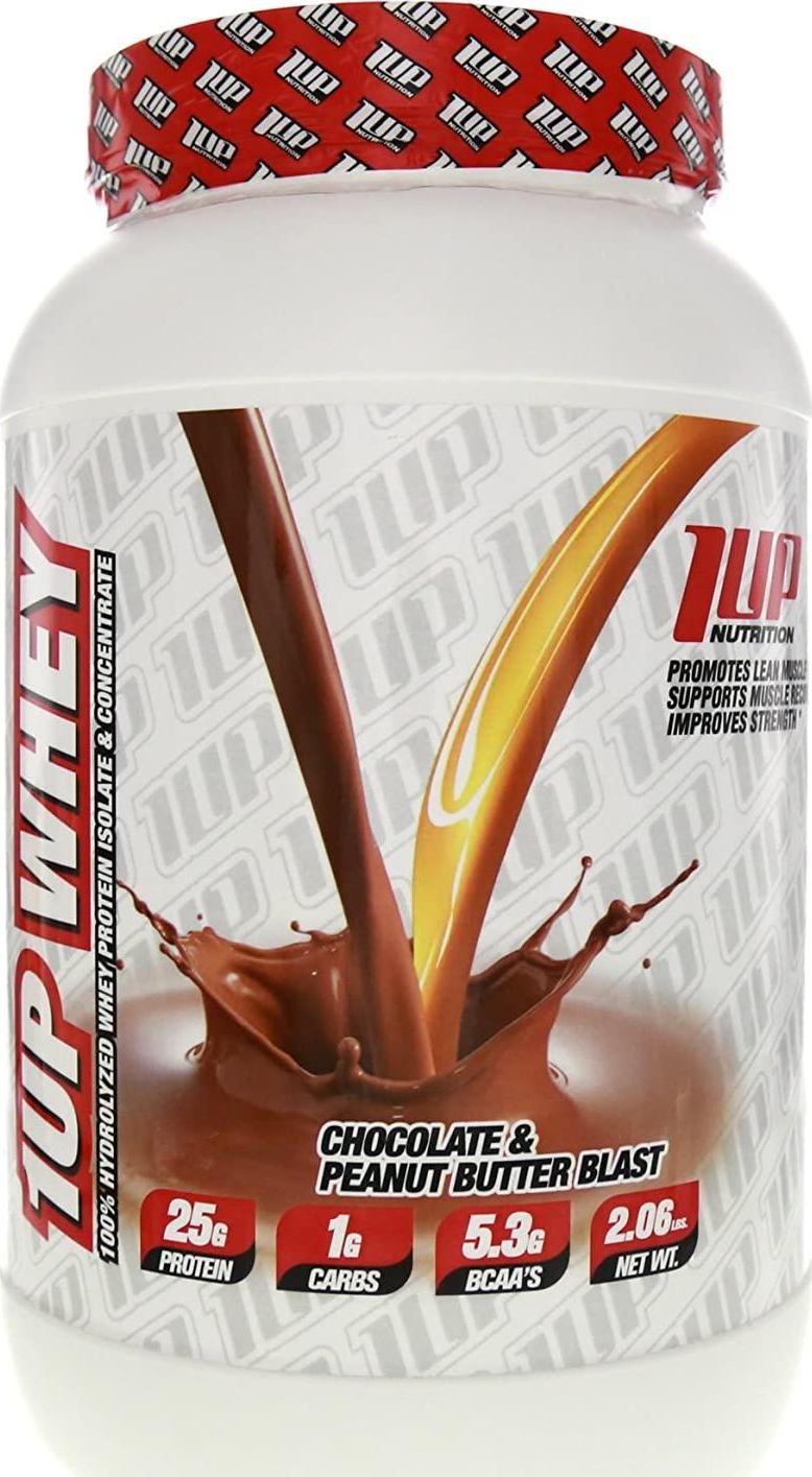 1UP Nutrition - Whey Protein, 100% Hydrolyzed Whey Protein Isolate Concentrate, 2.06 Lbs. (Peanut Butter and Chocolate)