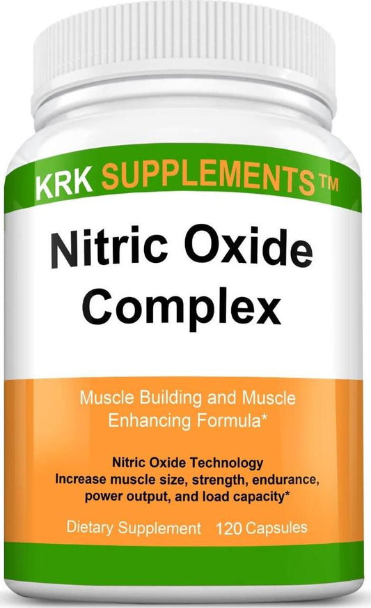 1 Bottle Nitric Oxide Complex 3500mg Per Serving L-Arginine HCL AAKG AKG Alpha Ketoglutarate Citrulline Malate 120 Capsules KRK Supplements