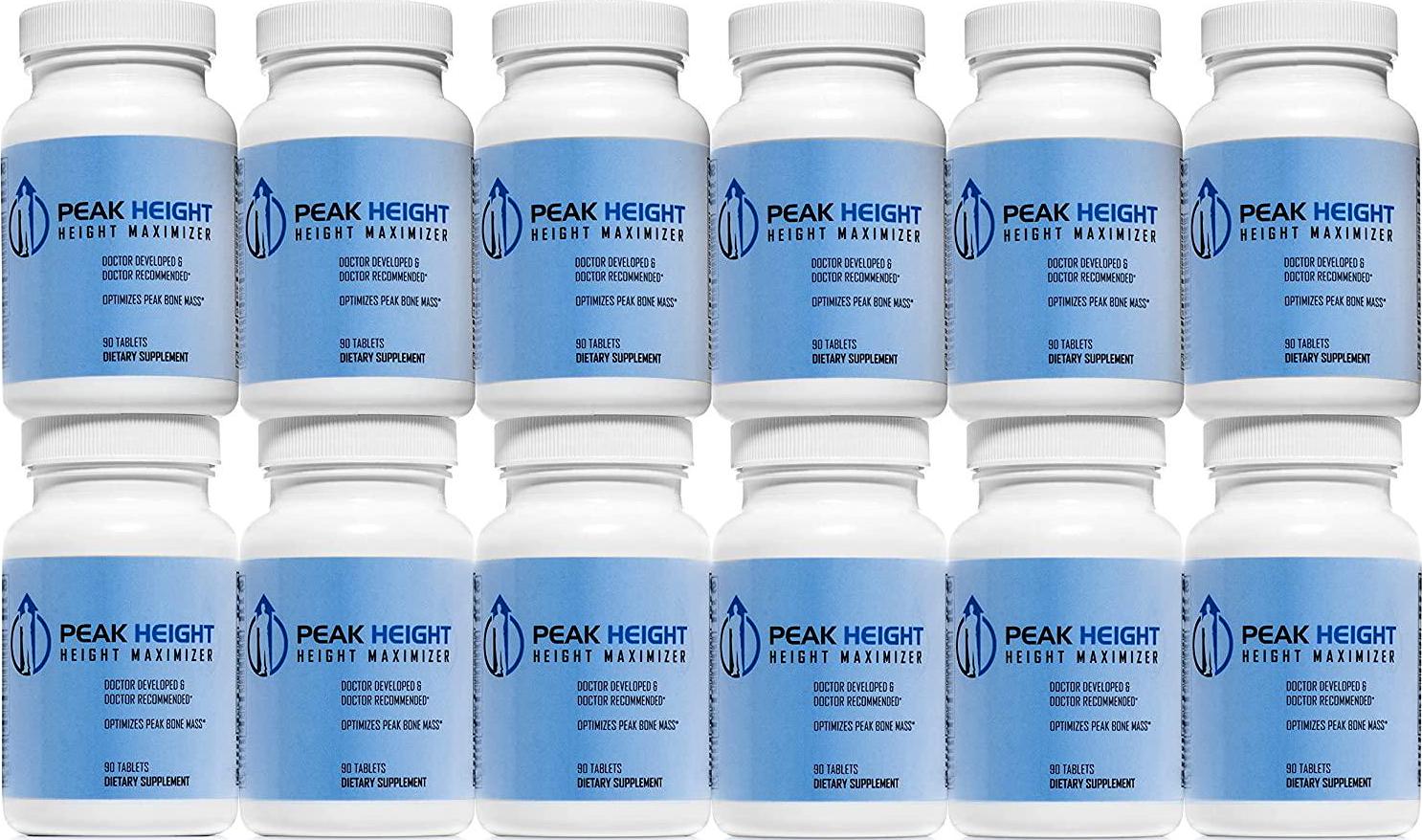 #1 Grow Taller Height Pill Supplement - Peak Height 12 Month Supply - Height Supplement - Doctor Recommended - How to Grow Taller 90 tablets (Pack of 12) - Nutricity.com.au