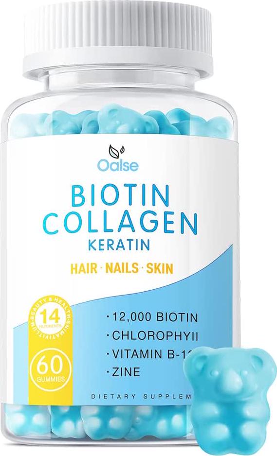 (1 Pack) Biotin Gummies 12000mcg for Healthy Hair, Skin, Nails - Vegan, Pectin-Based, Non-GMO - Hair Nails and Skin Vitamins for Men, Women, Kids - 60 Biotin Chewables for Faster Hair Growth - Nutricity.com.au