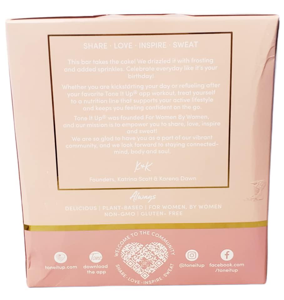 1) Pack of 4 - 1.41 oz (40g) Bars each. Tone It Up Plant-based Protein Bar For Women, By Women - Birthday cake Artificially Flavored - SHARE-LOVE-INSPIRE-SWEAT, 1.41 Ounce (Pack of 4)