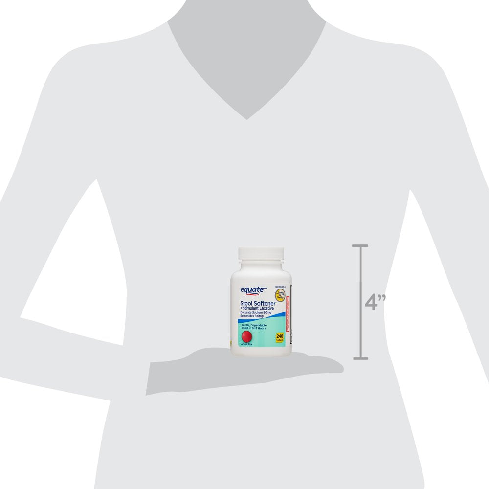 Equate Stool Softener plus Stimulant Laxative Tablets for Constipation, 240 Count
