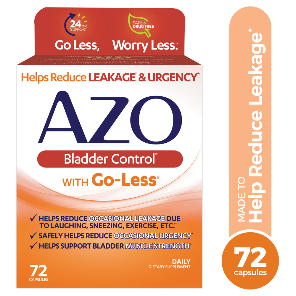 AZO Bladder Control with Go-Less Daily Supplement, Helps Reduce Occasional Urgency* and Leakage†††, 72 Capsules