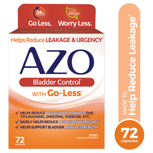 AZO Bladder Control with Go-Less Daily Supplement, Helps Reduce Occasional Urgency* and Leakage†††, 72 Capsules