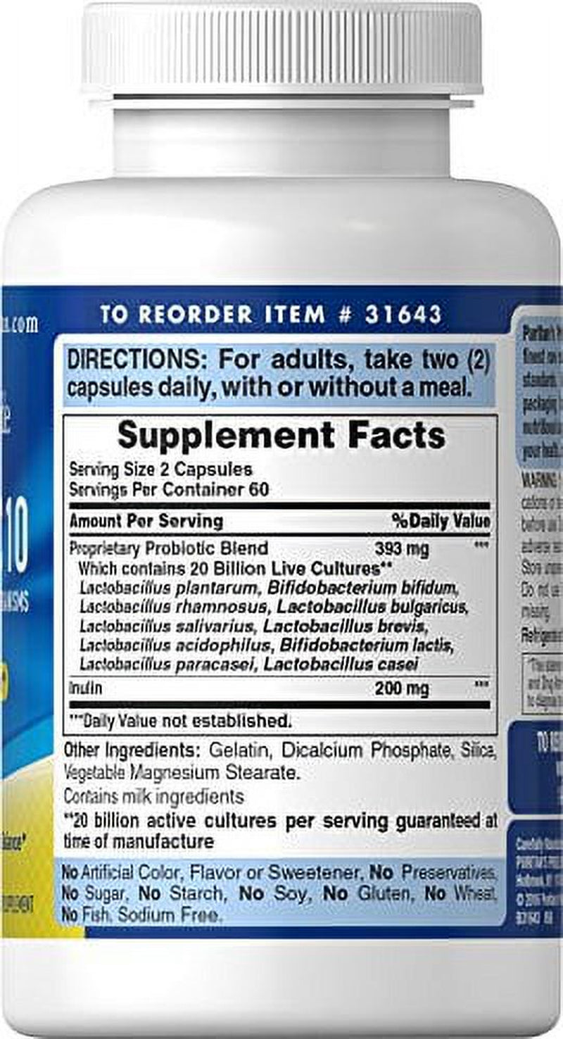 Puritans Pride Rapid Release Probiotic 10 Capsules 120 Count