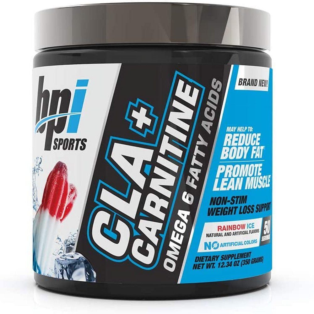 BPI Health CLA + Carnitine 50 Serving Non-Stim Weight Loss Formula - Rainbow Ice Flavor