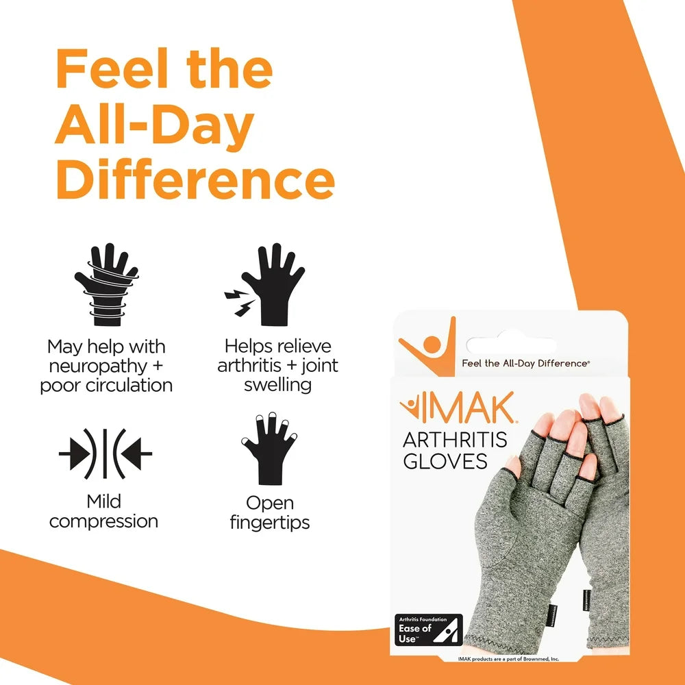 Brownmed IMAK Arthritis Pain Relief Compression Gloves - Small - Gray/Black