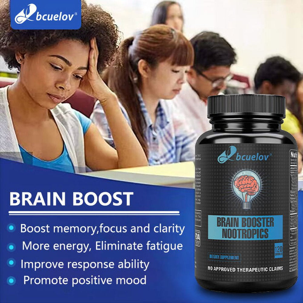 Super Nootropic Brain Booster Supplement - Enhance Focus, Boost Concentration & Improve Memory | Mind Enhancement with Ginkgo Biloba & St Johns Wort for Neuro Energy & IQ