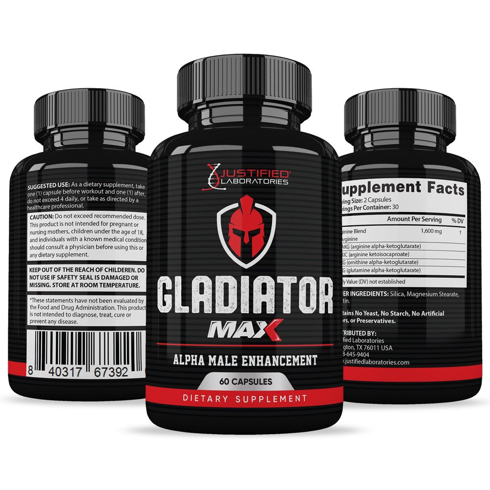 (2 Pack) Gladiator Max 1600MG Advanced Men'S Health Formula 120 Capsules