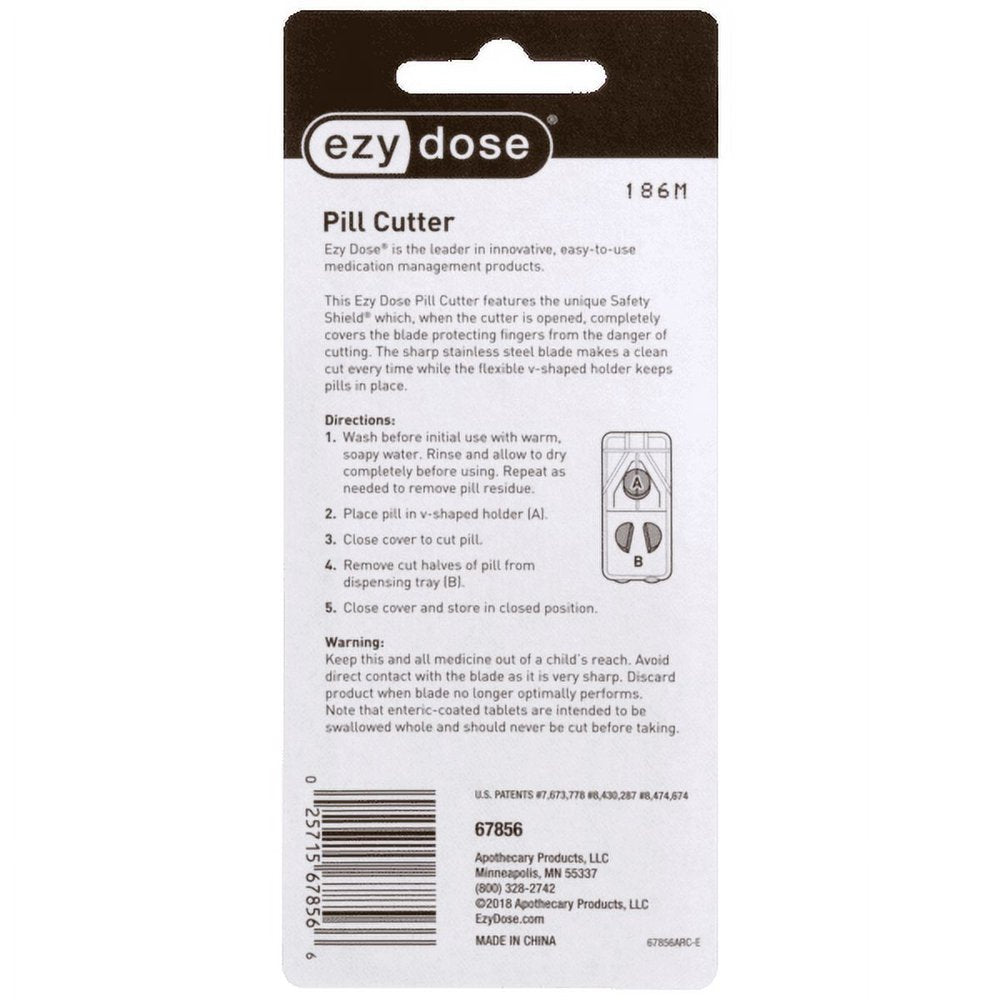 Ezy Dose Pill Cutter Safety-Shield, Cut Pills, Vitamins, Tablets, Assorted Colors