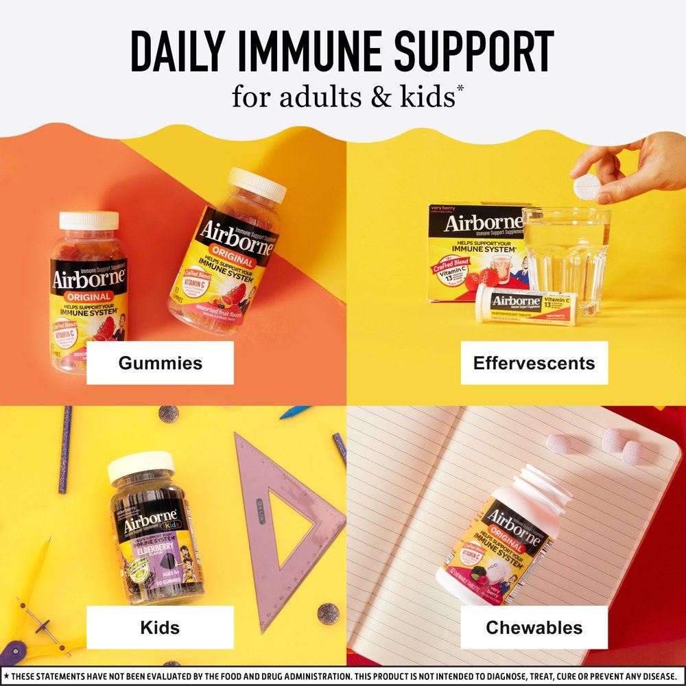 Airborne Zesty Orange Effervescent Tablets, 20 Count - 1000Mg of Vitamin C, Immune Support Supplement