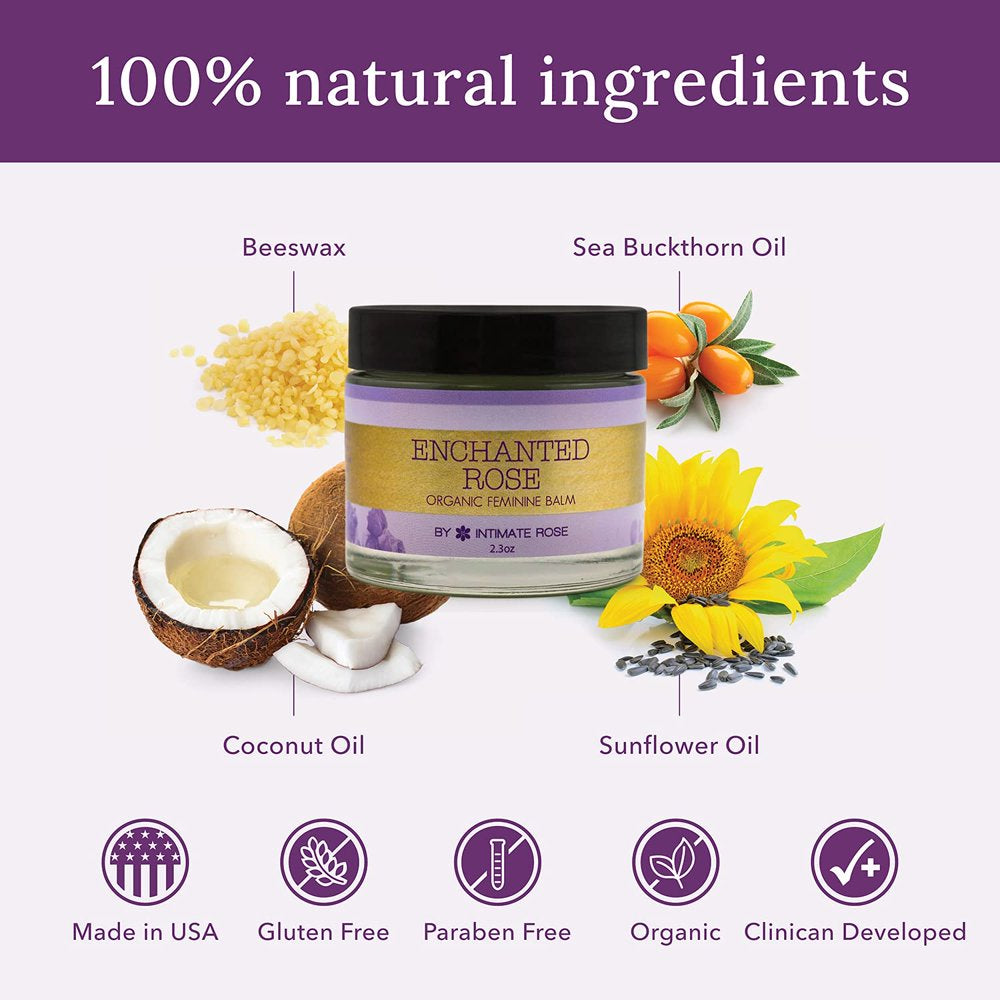 Enchanted Rose Vaginal Balm Intimate Rose Organic Feminine Balm Natural Moisturizing 2.3 Oz