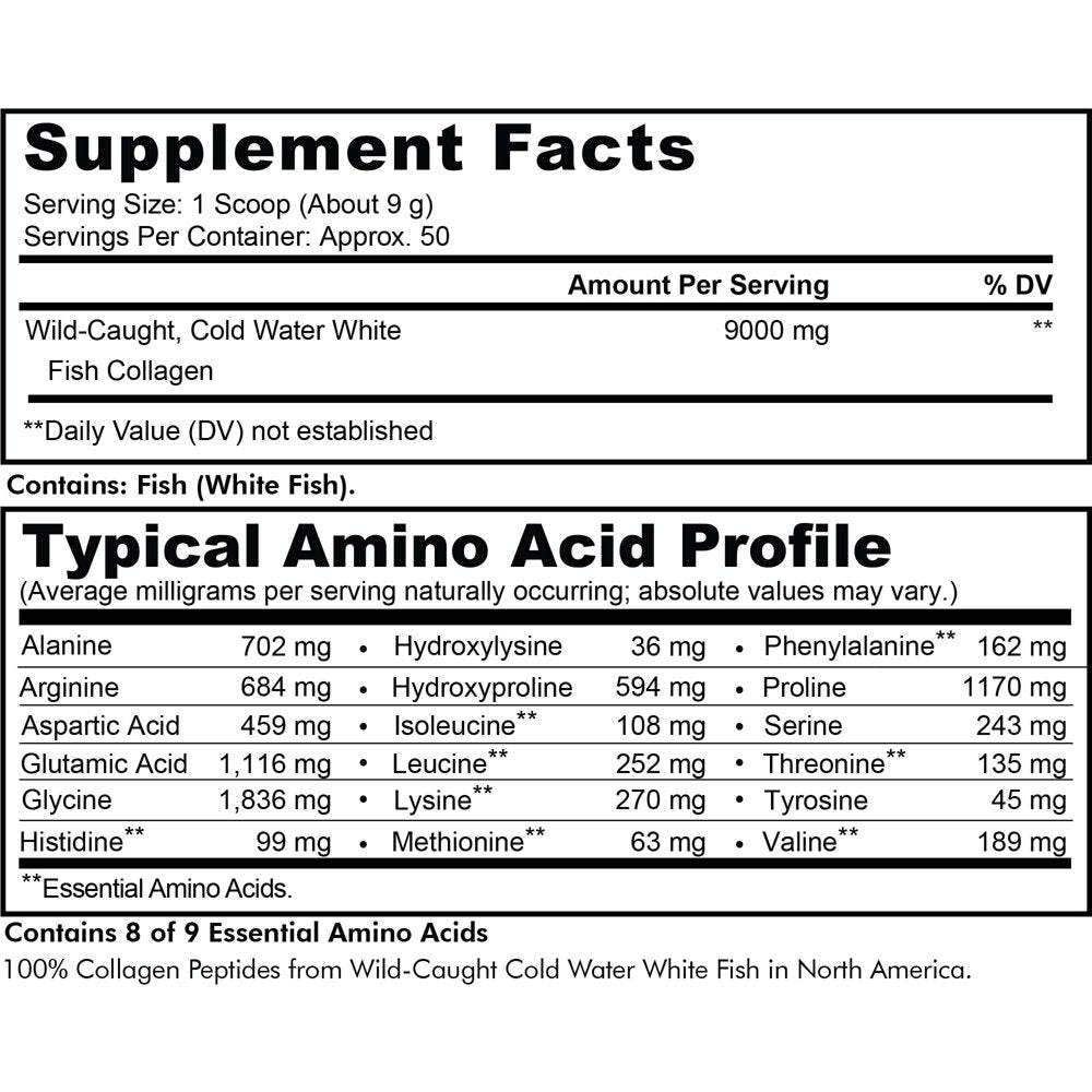 Codeage Marine Collagen Powder, Wild-Caught Hydrolyzed Fish Collagen Peptides Types 1 & 3, Non-Gmo, 16 Oz