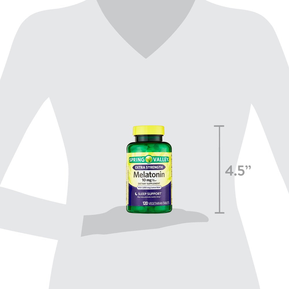 Spring Valley Extra Strength Melatonin Tablets Dietary Supplement, 10 Mg, 120 Count